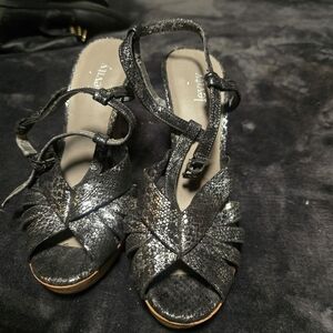 Levity Shimmering Black Strappy Heels